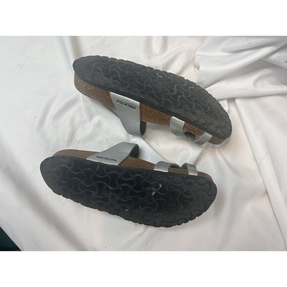 Birkenstock Mayari Sandals Women’s Size 39 8.5 Metallic Silver Leather Cork - Picture 6 of 8